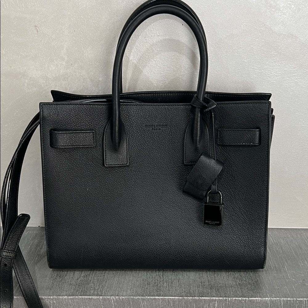Saint Laurent Black Leather Tote Bag